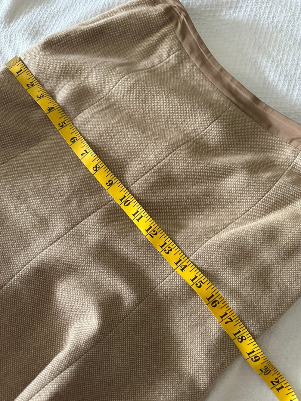 Vintage Banana Republic 90% Wool Tweed Flared A-Line Midi Skirt Camel Sz 8 - Picture 12 of 13